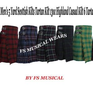 New Men's 5 Yard Scottish Kilts Tartan Kilt 13oz